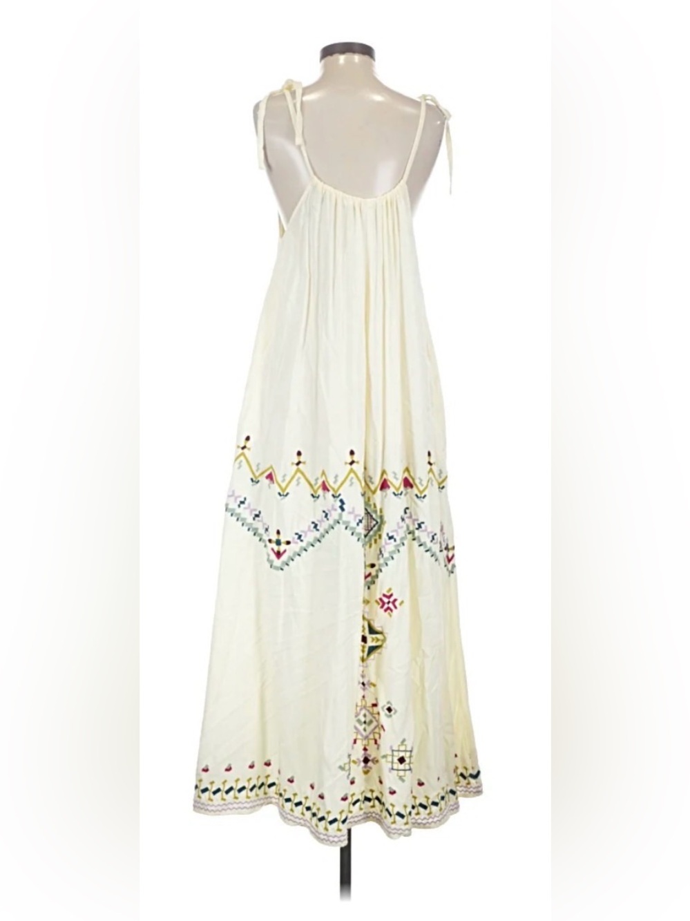 Anthropologie Embroidered Cream Maxi Skirt
